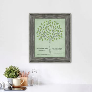 Fine art Custom Family Tree Art print in solid wood frame