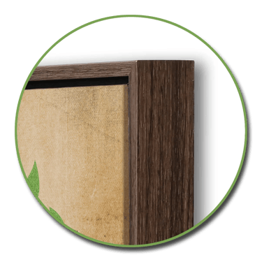 Close up view of gallery wrapped canvas in a float frame