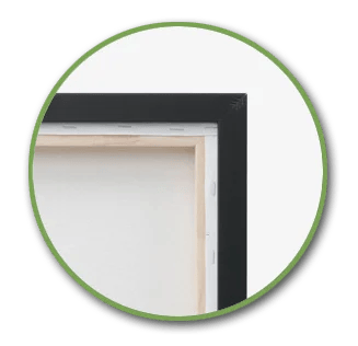 Back view of gallery wrapped canvas in a float frame