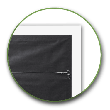 Back view of gallery wrapped canvas in a float frame with dust cover backing