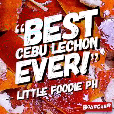 best cebu lechon ever review on a background of lechon skin