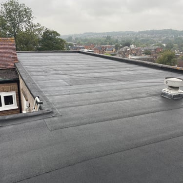 a roof installation of torch on membrane specifically for overlay refurbishment in a single layer