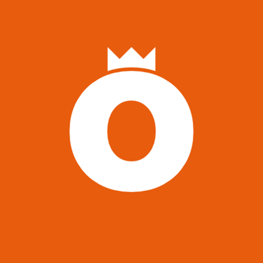 Close-up of wordmark detail. Letter O wears a crown to symbolise the royal part of the brand name.