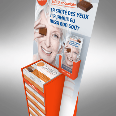 rendu 3D présentoir Zared pharmacie