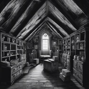 a lofted room with a lofted room and a lofted room