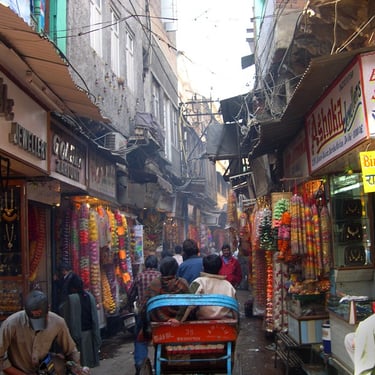 A bustling street of Old Delhi