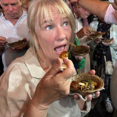 Guests enjoying local street food called "Chaat"