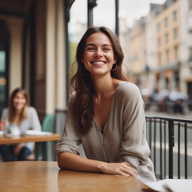 woman wearing black crew-neck shirt