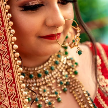 Bridal lehenga and jewellery portrait photography