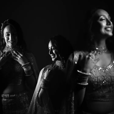 Multiple exposure bridal portrait capturing the wedding entrance