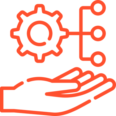 a hand holding a gearwheel with a gearwheel in the background