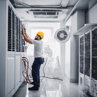 a man in a yellow helmet completing an electrical upgrade