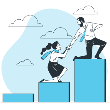 Man and lady climbing together