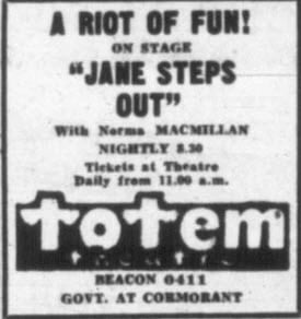 Jane Steps Out newspaper ad