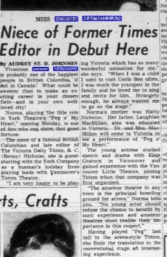 Victoria daily times 1953 Norma Macmillan