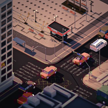 Cenário modelado em 3D inspirado no cruzamento da Francisco Glicário e General Osório de dia