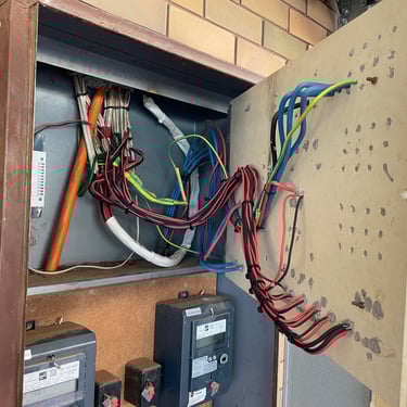 three phase consumer mains and metering cabinet with electrical wiring installation