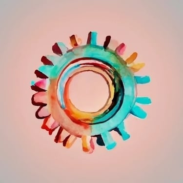 Gen AI watercolor - icon of gear wheel