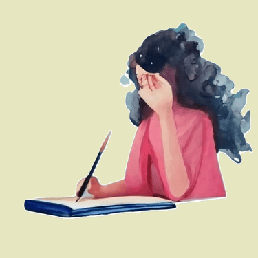 Gen AI watercolor - a woman writing on a page