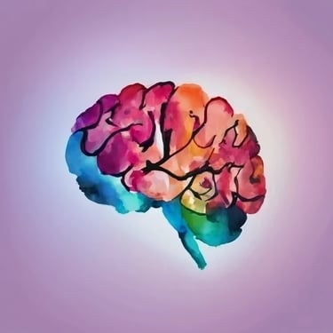 Gen AI - watercolour icon of a brain