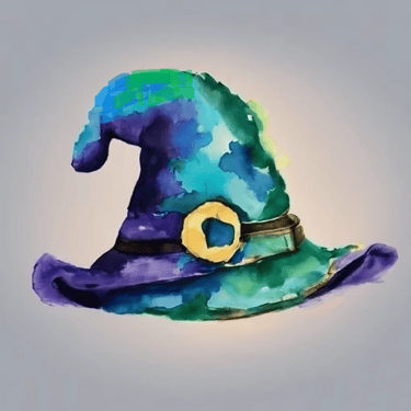 Gen AI watercolor - icon of wizard hat