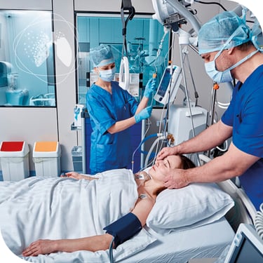 a nurse and a nurse in a hospital room