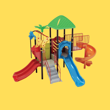 a playground structure with a slider and a slider