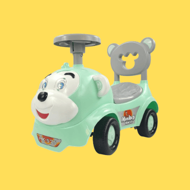a toy car with a teddy bear on it