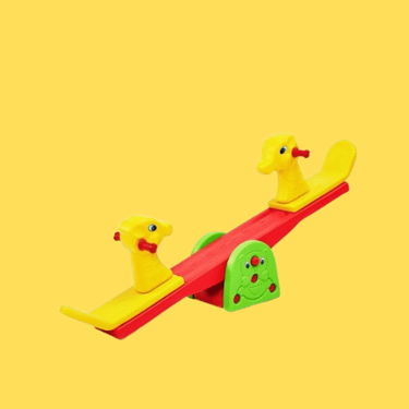 a pair of ducks and ducks on a seesaw