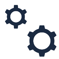 ícone de engrenagens, representa a execução do serviço na terceira etapa da metodologia