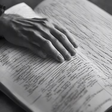 person holding blank book page