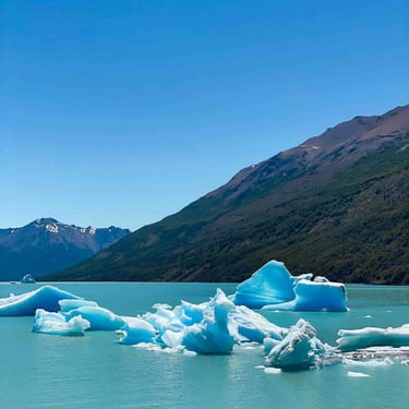 Icebergs flottants dans le glacier du Perito Moreno, Argentine.