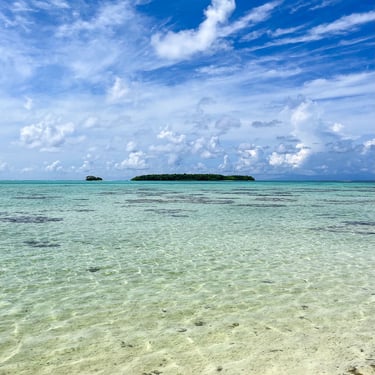 Eau transparente de la plage de Tatiaora en Polynésie 