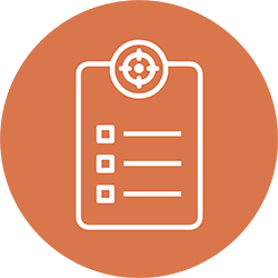 clipboard with short checklist, small target/bullseye above the clipboard