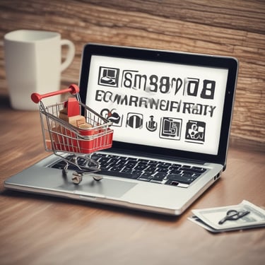A person wearing a yellow uniform with green accents and a face mask stands in a store environment holding a smartphone displaying a logo. They have a lanyard with an ID card around their neck. To the side, a bright yellow banner promotes a shopping concept with the 'BIP BIP' logo and text in another language along with English, mentioning 'The ease of shopping anytime anywhere'. 'Tops market' is highlighted at the bottom of the banner.