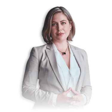 a woman in a suit and a white shirt