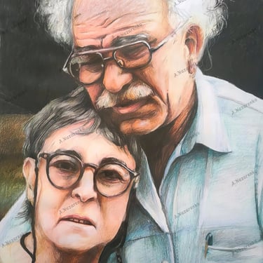 original artwork by the artist Angelina.NatNess. colorued pencil portriat. young artist. love is time less