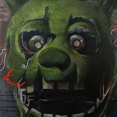 SpringTrap Fnaf fanart. Original Mixedmedia artwork by the artist Angelina Nazarenko. Young artist. ArtNess.