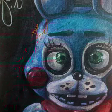Toy Bonnie Fnaf fanart. Original mixed media artwork by the artist Angelina Nazarenko. Young Artist. ArtNess.