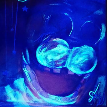 Golden Freddy Fnaf Fan art. Original mixed media artwork by the artist Angelina Nazarenko. Young artist. ArtNess UV