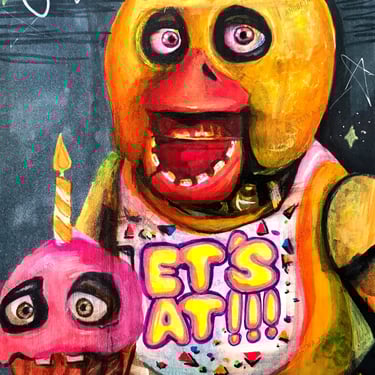 FnaF five nights at Freddy's original chica fan tart mixed media art chica fan art by the artist Angelina.NartNess