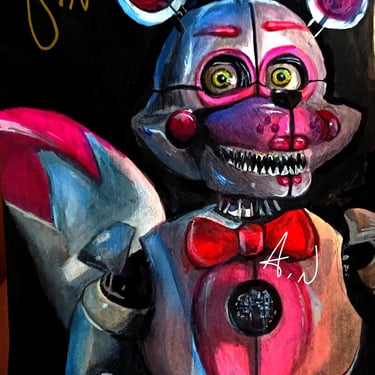 Fnaf fanart Fun Time Foxy. Original artwork by the artist Angelina Nazarenko.