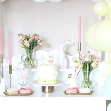 desertų vežimėlio karietos nuoma krikštynoms balionų girlianda kiškiai