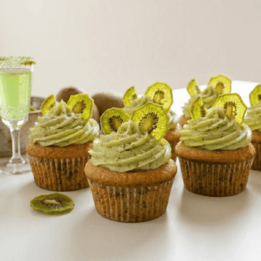 Cupckes con rebandas de kiwi deshidratado