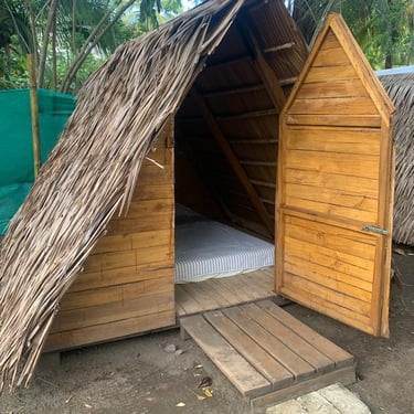 One of the wooden tipi cabins at camping babsita in costa rica