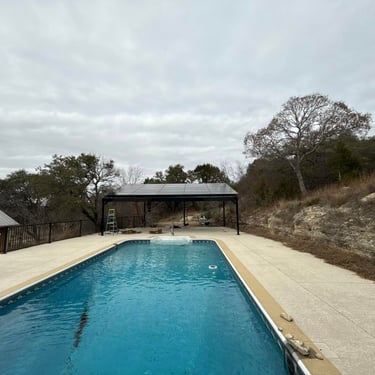 Metal Patio with Pool at Morning