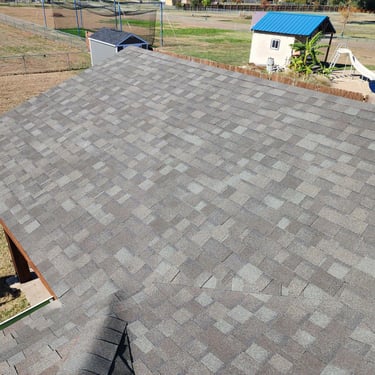 Close-up view of asphalt shingle roof.