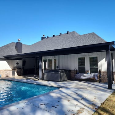 Modern Black Pergola with Pool