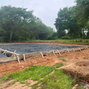 Concret slab formwork ready for pouring.