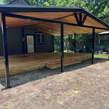 Black Metal Patio with Elevated Deck